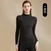 Nueva colección de otoño e invierno: Conjunto cálido de mujer con cuello medio alto, compuesto por ropa interior térmica y pantalones de mezcla de acrílico ultrafino, cachemira y seda, disponible para dropshipping