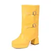 Botas de Mujer para Otoño/Invierno 2026 Modelo de Exportación con Tacón Alto Grueso, Sexy, Tallas Grandes 40-50, Botas de Media Caña de Moda Europea y Americana