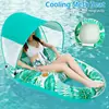Tienda de Sol Inflable, Flotador Inflable de Protección Solar, Sillón Flotador para Piscina de Adultos, Bote Flotador con Portavasos, Silla Flotante con Toldo y Respaldo