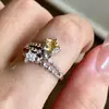 Anillo de Burbuja de Meteoro Estilo Ins para Mujer, Diseño Artesanal Dulce Envolvente, Corazón de Niña Abierto, Anillo Ajustable con Forma de Estrella