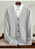 Cárdigan de Cachemir para Hombre Cuello en V de Cachemir Holgado Suéter Casual de Negocios 2026 Prendas de Punto Prendas de Abrigo Primavera y Otoño