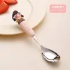 Acero Inoxidable 316L Engrosado Seleccionado Cuidadosamente Mango de Silicona Cuchara para Sopa Hogareña Cuchara para Comer Niños y Niñas Cuchara para Suplemento Alimentario de Bebé