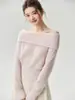 Escote Bardot estilo francés, 75% cachemira, 25% seda de morera, suéter de punto para mujer, nueva colección otoño 2026