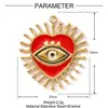 Pérola Drenante de Óleo Cruzada Coração de Pêssego Olhos DIY Pingente de Aço Inoxidável Feminino Fita da Esperança Brincos Colar Pingente de Joia de Aço Titânio
