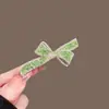 Pinza para el Cabello de Cristal Verde Estilo Coreano para el Verano para Mujer, Pinza Nueva Elegante para Flequillo Lateral, Pasador de Moda