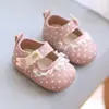 Zapatos para bebés y niños pequeños para niñas, de suela blanda, antideslizantes, zapatos de princesa para primavera/otoño 2026 para niños de 0 a 1 año, lindos de lunares con velcro