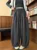 Calça feminina estilo japonês e coreano, corte relaxado, cintura alta, amarração com cordão, comprimento no tornozelo, perna larga, nova coleção de outono, caimento solto, modelagem que afina, calça de moletom casual