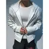 Sudadera corta con capucha Cleanfit blanco-gris, chaqueta de primavera para hombre, estilo americano de alta gama, corte regular, chaqueta de moto