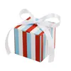 Caja de Regalo con Cinta de Rayas Multicolor, Caja de Empaque de Dulces para Recuerdos de Boda, Caja de Almacenamiento para Regalos Pequeños de Fiesta Navideña Al por Mayor