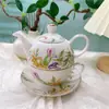 Pequeño Set de Té de la Tarde de Lujo Alto Valor de Color Olla para Madre y Madre Taza de Café de Cerámica Creativa Taza de Té de Flores Una Taza Un Plato Tetera