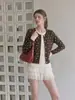 Suéter de punto color café para mujer, otoño, estilo dulce, diseño de puntos de color contrastante, manga larga, cuello redondo, top de imitación de dos piezas