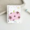 Cuaderno espiral de dibujos animados lindo, cuaderno de bolsillo estético de alta calidad, cuaderno pequeño A7 de tapa lateral, cuaderno creativo para mensajes y toma de notas para estudiantes