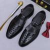 Sandalias de Cuero Hueco Baotou de Verano para Hombre Estilo Retro Piel de Vaca Cuero Genuino Sandalias y Pantuflas de Conducción para Negocios Sandalias con Hebilla