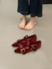 Sapatos Mary Jane Veludo Retrô Estilo Francês para Mulheres, Novo Modelo Primavera 2026, Sapatilhas de Bico Fino com Tira Única e Strass