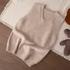Chaleco de lana con cuello en V para niños, chaleco de punto liso unisex, suave y amigable con la piel, suéter sin mangas para bebés