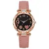 Relógio Feminino Popular Estilo Luxo Transfronteiriço com Mostrador Banhado a Ouro Rosa e Cravejado com Diamantes, Relógio de Quartzo, Exportador Fabricante Transmissão ao Vivo Atacado