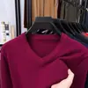 Suéter de malha masculino gola V outono e inverno transfronteiriço, novo pulôver liso, camisa básica versátil para homens jovens e de meia-idade