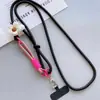 Correa para teléfono móvil para llevar cruzada, diseño original bicolor, multifuncional, uso de tres maneras, personalizada, color block, cadena de teléfono tejida ajustable para llevar cruzada