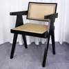 Silla de Ratán Chandigarh Silla de Comedor de Madera Maciza Silla con Reposabrazos y Respaldo Antiguo Francés para el Hogar Taburete Silla de Ratán Informal