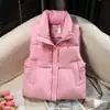 Colete de Algodão com Strass Hotfix Transfronteiriço Feminino Outono/Inverno Novo Estilo Coreano Solto Algodão Sem Mangas Jaqueta Colete de Algodão Roupa de Fora