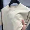 Camiseta de algodão de cauda de comércio exterior 230g peso pesado algodão de fibra longa de Xinjiang gola redonda versão expandida ombro caído manga curta gola redonda camiseta de algodão