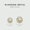 Botão Pequeno Formato de Flor com Strass Metálico para Suéter Cardigan Malha Camisa Vestido Botão Acessórios Decorativos