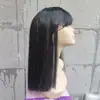 Cabelo Longo Reto Preto para Performances de Dança de Carnaval, Cabelo Reto Sintético para Halloween, Atacado