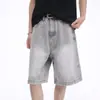 Shorts jeans retro americano para homens e mulheres, estilo de rua desgastado, corte solto, versátil, perna reta, casual, lavados, comprimento médio