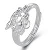 Tótem Étnico Dragón Plateado y Fénix Relieve Anillo Dragón y Fénix Pareja Apertura Anillo de Dedo Dragón y Fénix Regalo de San Valentín