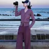 Moda Outono 2025 Estilo Sal Marinho Roupa Madura Redutora de Idade Conjunto de Duas Peças: Tricô Tendência Casual Feminino