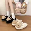 Pantuflas de Algodón Cómodas Oso de Invierno Lazy Bow 2026 Pantuflas Peludas para el Hogar Tacón Alto Lindas para Mujer Punta Cerrada Estilo Nuevo