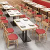 Conjunto de Mesa e Cadeiras de Jantar de Madeira Maciça com Tampo de Ardósia para Restaurantes de Fast Food, Lanchonetes, Churrascarias, Lojas de Chá com Leite, Restaurantes de Café da Manhã e Estabelecimentos de Refeição