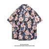 Camisa Havaiana Vintage Estilo Hong Kong Estampa Floral Completa Manga Curta vintage para Homens e Mulheres Camisa de Praia Yuppie Tailandês Casal