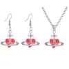 Transfronterizo Aliexpress Más Vendido Moda Europea y Americana Versátil Forma de Corazón Goteo de Aceite Acero Inoxidable Juego de Collares Venta al por Mayor