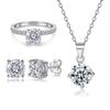925 jóias de prata esterlina conjunto quatro- garra simulação anel de diamante linha anel de diamante europeu e americano simples brinco colar de zircão atacado