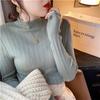 Camisa feminina de malha fina primavera e outono com gola meia-alta, roupa interna, suéter de outono e inverno, roupa externa, outono e inverno 2023, novo top