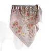 Bufanda cuadrada decorativa versátil de seda y lana para otoño e invierno con estampado floral de mariposas, bufanda de seda con borde enrollado a mano para mujer