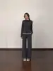Conjunto deportivo de chaqueta a rayas estilo coreano y pantalones casuales para mujer, atuendo completo nuevo para principios de otoño 2026, estilo relajado