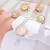Cubierta de Botón Estilo Chanel con Perlas de Goteo de Aceite y Gemelos de Cara Sonriente, Accesorios de Decoración de Botones de Cuello de Camisa de Nicho