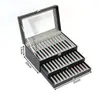 Caja de Almacenamiento de Cuero con Techo Solar a Prueba de Polvo de 36 Ranuras para Plumas para Uso Doméstico, Caja de Colección de Plumas Famosas y Cuentas Dzi, Vitrina para Exhibición de Plumas