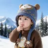 Gorro Orejeras para Niños Otoño e Invierno Niños Lindo Dibujo Animado Gorro de Punto Niñas Gorro de Lana Cortavientos Bebé Gorro Cálido Moderno