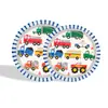 Coche Tema Vehículo de Ingeniería Decoración Fiesta Coche Vaso de Papel Desechable Plato Accesorios Decoración Cumpleaños Niños