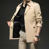 Exclusivo para ventas transfronterizas: Gabardina de otoño e invierno para hombre M-8XL en 7 colores, con cuello de solapa, forro polar y abrigo grueso de longitud media estilo británico