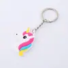 Chaveiro de unicórnio de desenho animado da Amazon, pingente de cavalo arco-íris de borracha macia em PVC, joia, pequeno presente, brinquedo em estoque