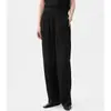 Jiang* Orden2026 Verano Nuevo Pantalones Casuales de Cintura Elástica para Mujer, Pantalones Largos Negros Caídos, Pantalones Rectos de Pierna Ancha