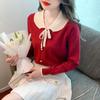 Camisa Básica Tricotada com Gola de Boneca da Moda Feminina Outono e Inverno 2024 Nova Manga Longa Espessada Interna Top Suéter Feminino
