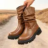 Otoño 2026 Nueva Llegada Comercio Exterior Tallas Grandes para Mujer Casual Cómodo Estilo Europeo Americano Moda Ropa Exterior Botas Talla Única