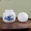 Pote Selado de Cerâmica Porcelana Azul e Branca Lan Cai Pote de Mel Pote de Pasta Frasco de Perfume em Pó Tampa de Silicone à Prova de Vazamento Lata de Chá Pote de Armazenamento
