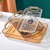 PET Lujo Ligero Comercial Hogar Taza de Té Rectangular Vaso para Agua Bandeja de Té Bandeja para Frutas Hogar Transparente Sala de Estar Bandeja de Plástico