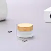 Tarro de crema de vidrio con veta de madera esmerilada y tapa, tarro sellado para crema de ojos, tarro para crema facial, tarro cosmético, recipiente para crema para reempaquetar, disponible para venta al por mayor